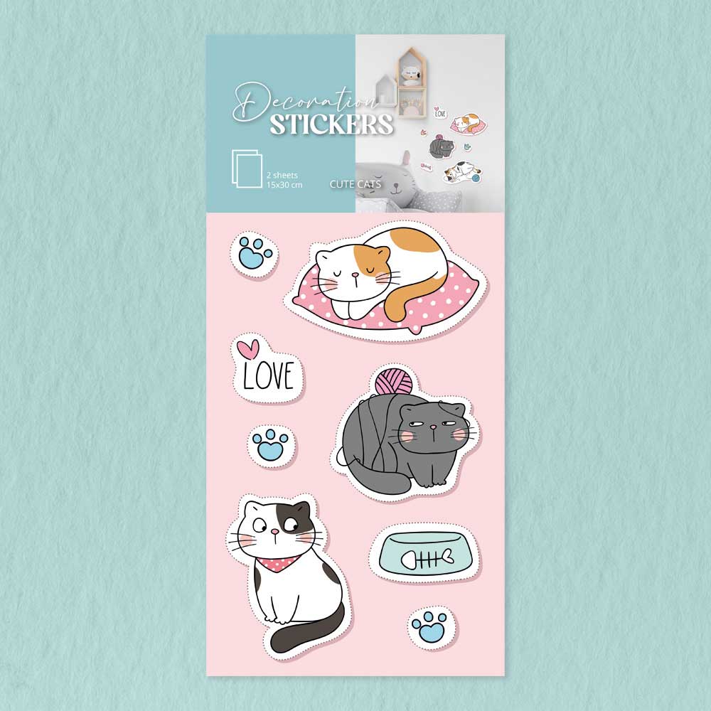 WALL STICKERS CUTE CATS 15x30 cm.