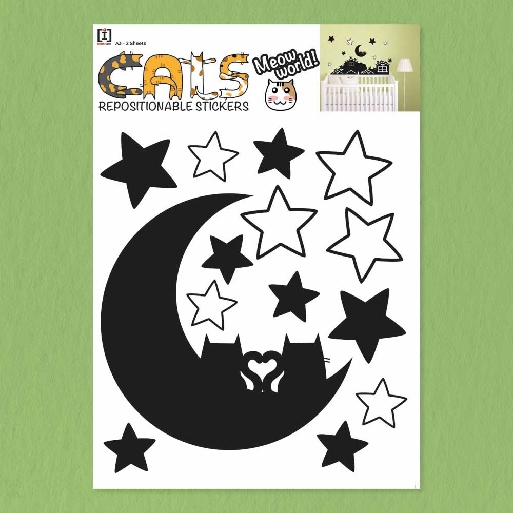 WALL STICKERS MOON CATS A3
